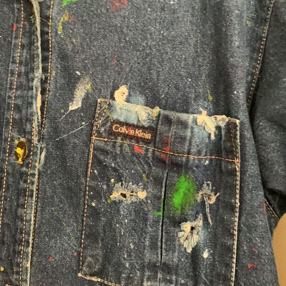 Vintage Calvin Klein denim distressed dress size medium - Picture 4 of 10